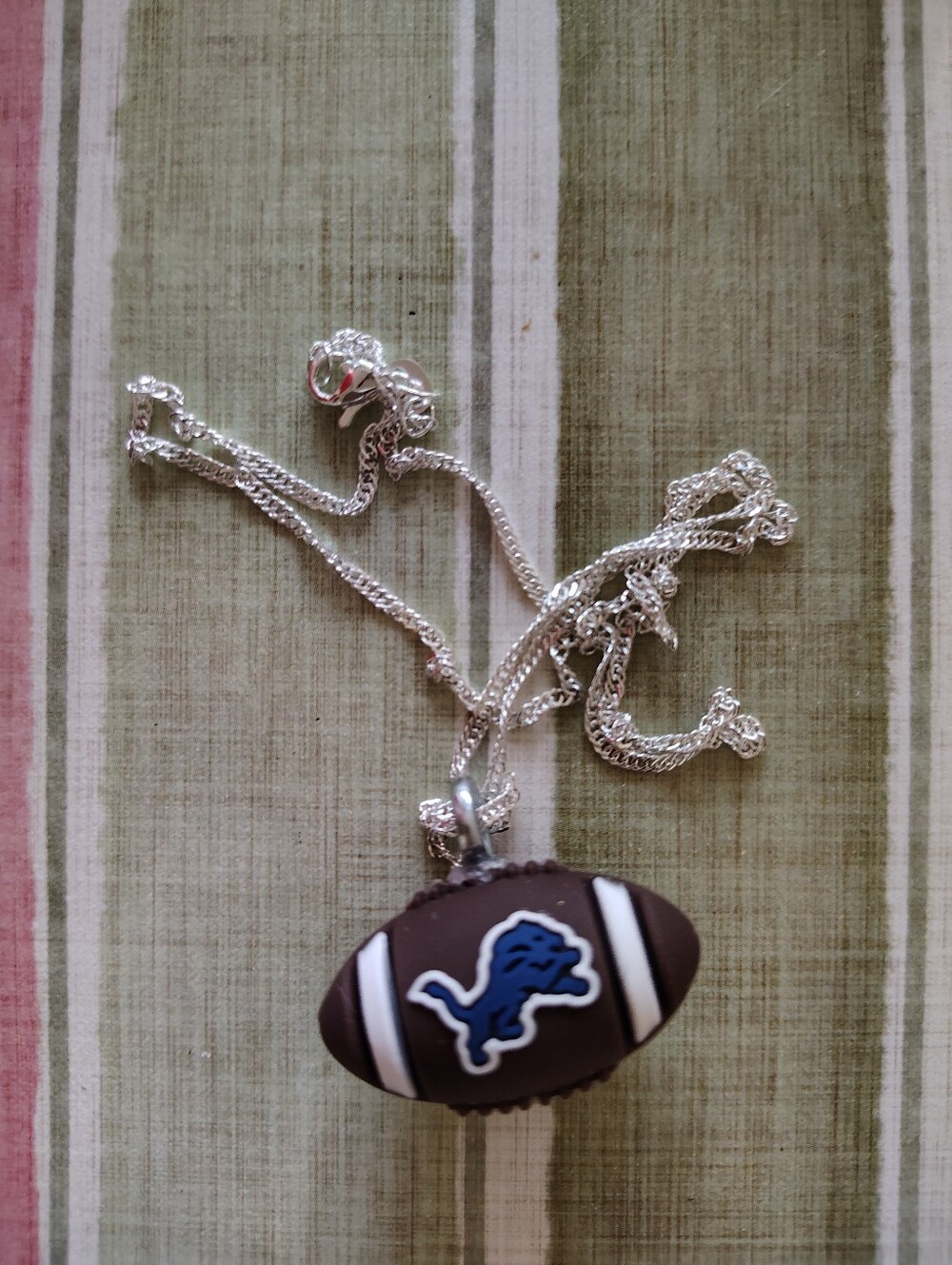 Detroit Lions Football Pendant Necklace